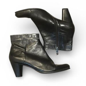 Regarde-Le-Ciel Womens Boot Sz‎ 41 9.5 Black Leather Bootie Block Heel Ankle